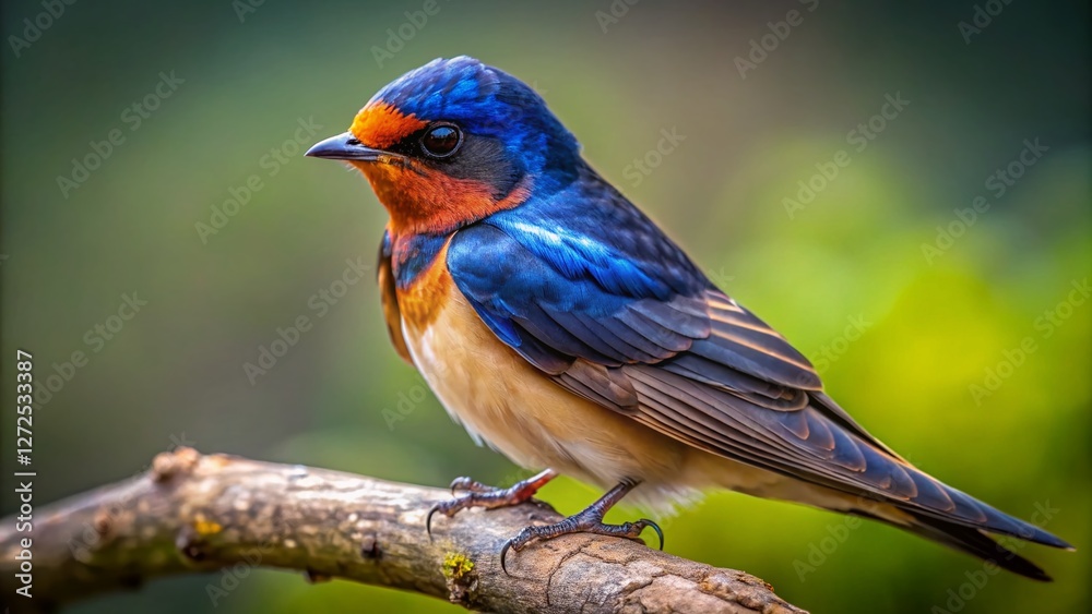 Fototapeta premium Pacific Swallow Bird Perched, Resting, Close-Up, Wildlife Photography