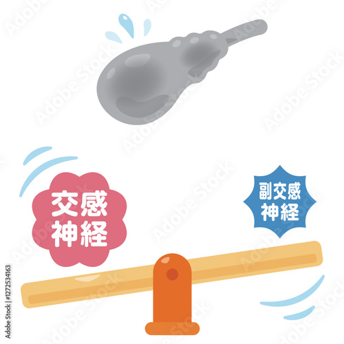 バランスが崩れた自律神経と不健康な胆嚢のイラスト