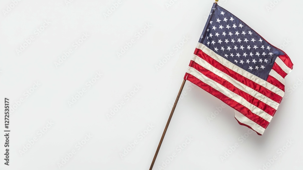 Obraz premium United States of America Flag Waving Patriotic Symbol on White Surface