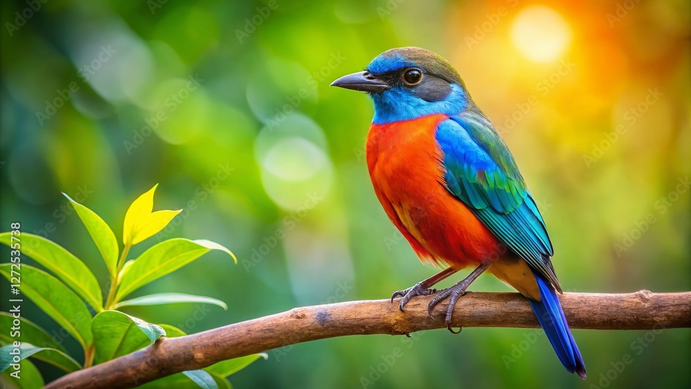 Panoramic Bird on Branch - Nature Photography with Copy Space Panoramic Bird on Branch - Nature Photography with Copy Space