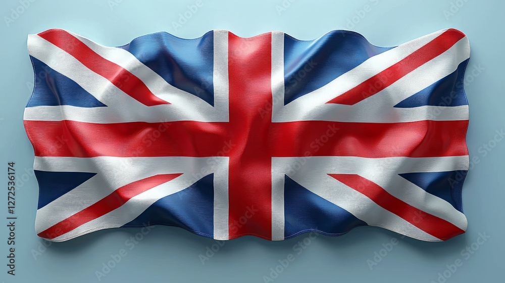 Fototapeta premium United Kingdom flag waving against light blue background