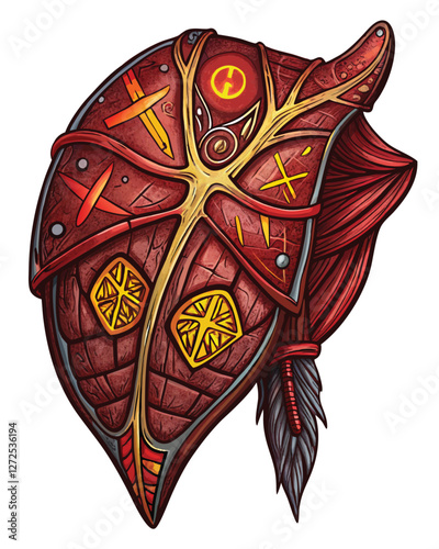 A realistically rendered human liver, eerily illuminated, displaying ancient glowing runes carved deeply into its surface.  Eerie, mystical, anatomical detail.