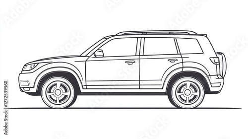 Line Art Illustration of a SUV