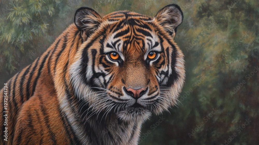 Fototapeta premium Majestic Tiger Portrait In A Forest Setting