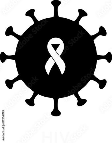 HIV Virus Organism Awareness Symbol with Virus Icon
