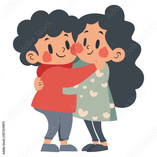 Heartwarming embrace of two youngsters, fostering affection and spreading positive vibes