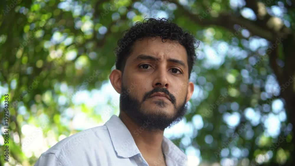 Hispanic man with beard showing different facial expressions Hispanic man with beard showing different facial expressions