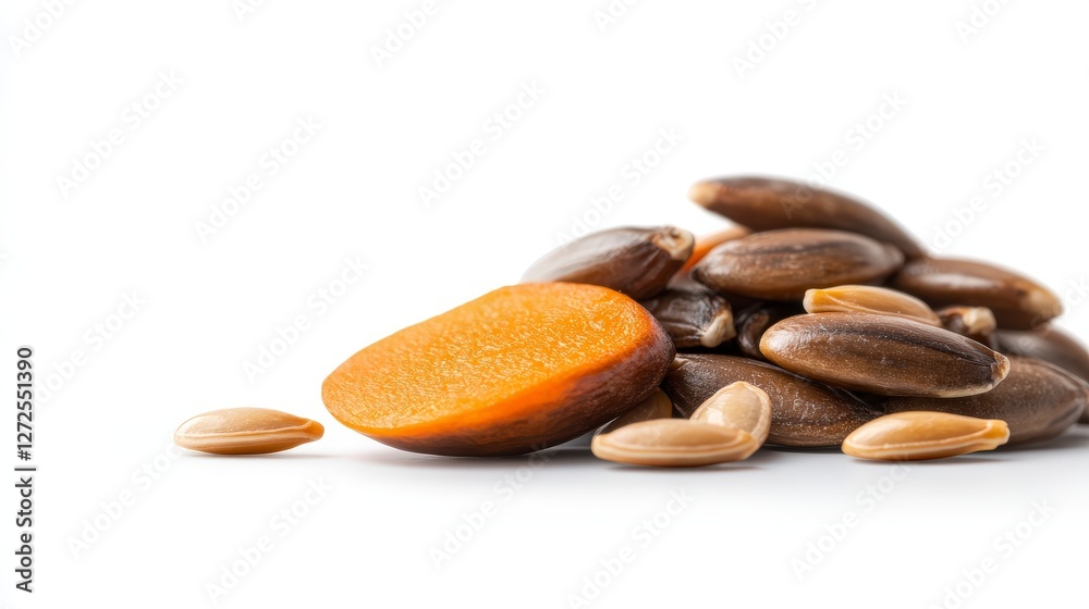 Obraz premium Close-Up Image of Delicious Kernel with Multiple Seeds on White Background for Healthy Food Concepts