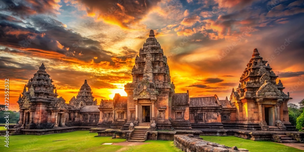 Obraz premium Phanomrung Historical Park: Ancient Khmer Temple Ruins at Sunrise, Thailand