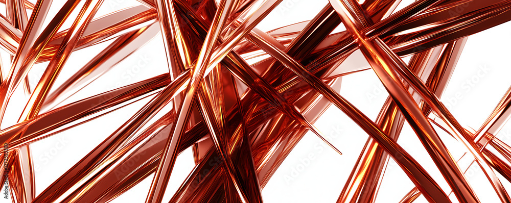 Fototapeta premium Abstract copper strands create a striking and dynamic visual composition.