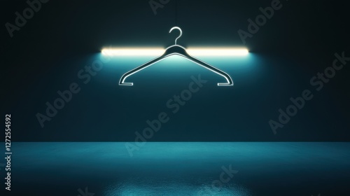 A glowing coat hanger in a quiet room, symbolizing abortion rights. Ideal for contemplative visuals