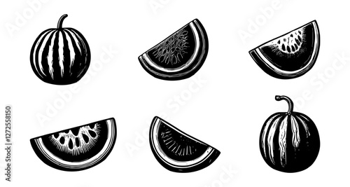 watermelon silhouette set, isolated background