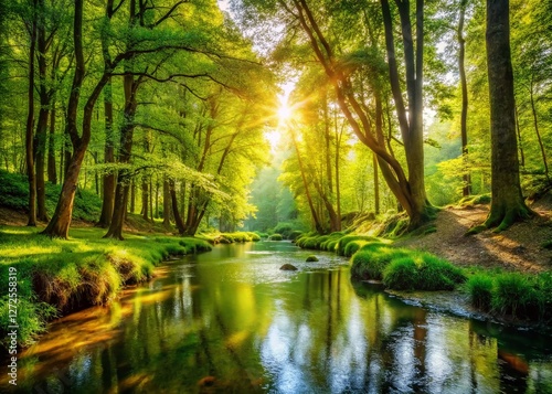Pristine Forest Stream: Scenic Nature Photography with Copy Space