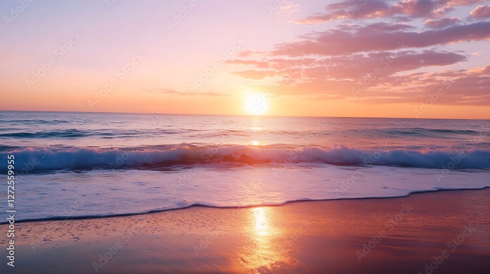Vibrant Sunset Over the Ocean with Colorful Skies and Gentle Waves : Generative AI Vibrant Sunset Over the Ocean with Colorful Skies and Gentle Waves : Generative AI