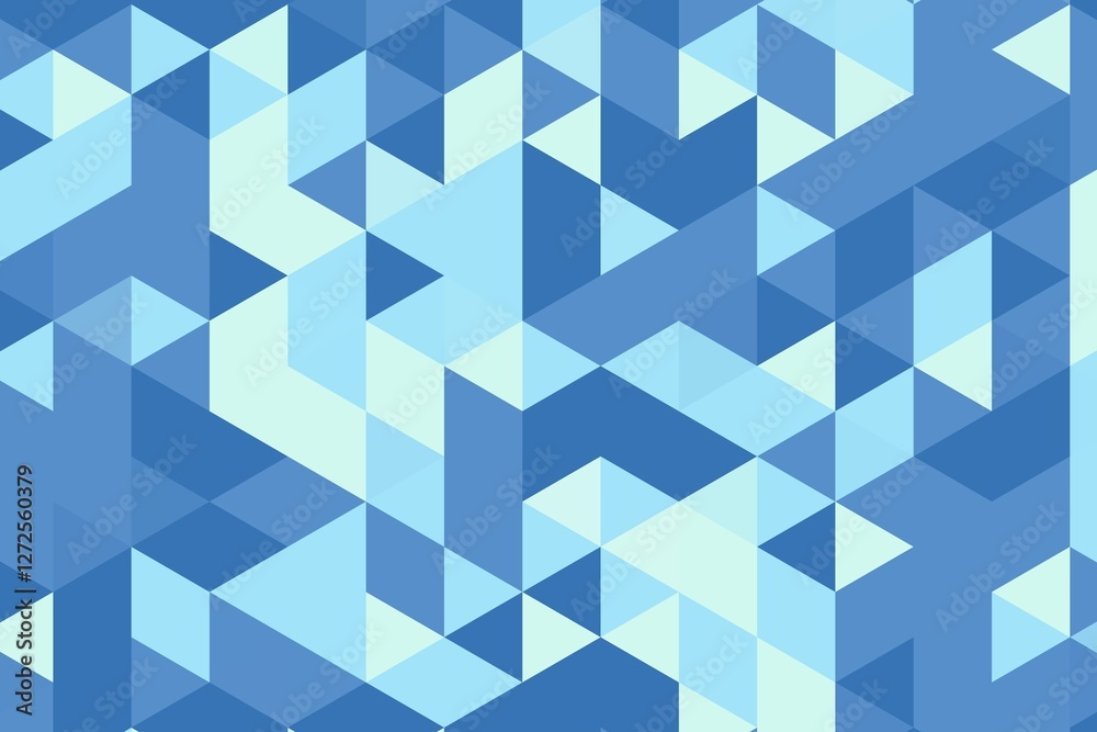 Triangular pixelated texture in blue soft with a harmonious and balanced geometric arrangement. Abstract background concept