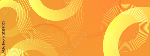 Orange background with yellow circles and lines a vibrant graphic design suitable for use in web banners, social media posts, and product packaging