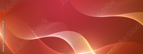 Red background with light orange and white wavy lines, suitable for energizing and abstract design projects, wallpaper, social media graphics.