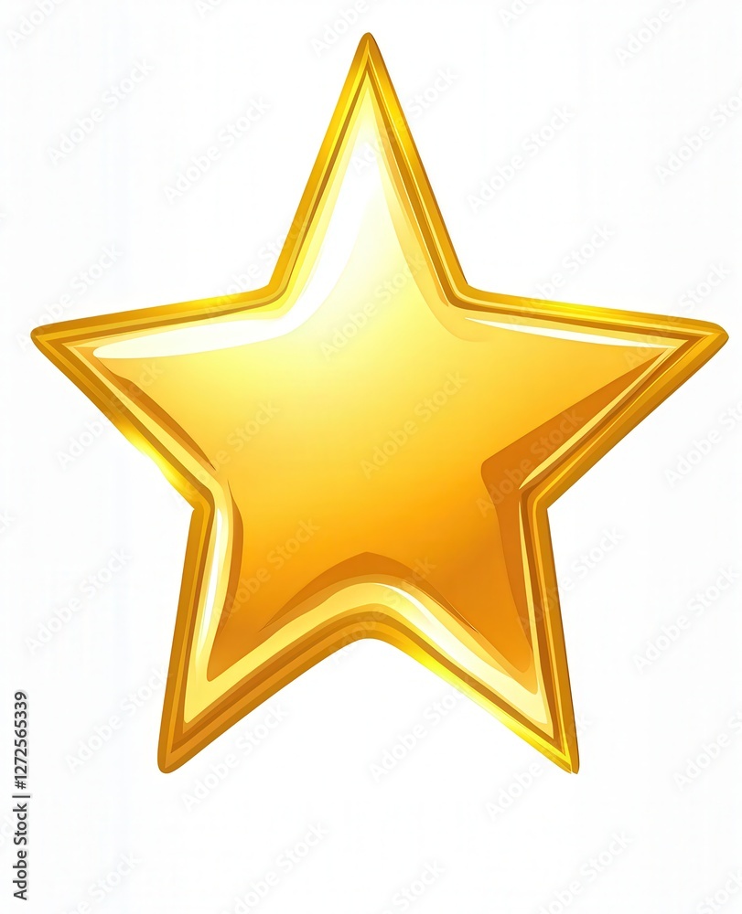 Fototapeta premium gold star in a simple image style. icon, symbol 3dwhite background