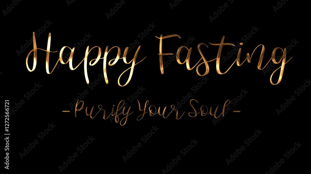 Golden text reading happy fasting purify your soul suitable for Ramadan greetings, Islamic social media posts, religious graphics, and spiritual content. Golden text reading happy fasting purify your soul suitable for Ramadan greetings, Islamic social media posts, religious graphics, and spiritual content.