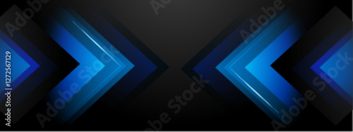 blue and black overlapping arrows in stylish design . Suitable for business concepts, growth strategies, and navigation themed designs
