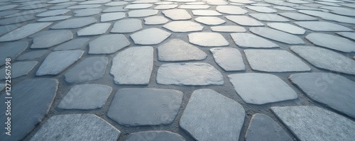Large format gray stone paving, irregular shape pattern, stonework, rough