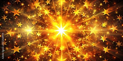 Celestial Radiance A Burst of Golden Stars Illuminating a Dark Expanse of Sparkling Dust and Light