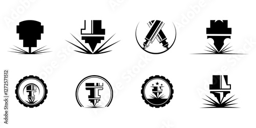 Laser Cutting logo design, laser cutting vector, vintage laser cutting