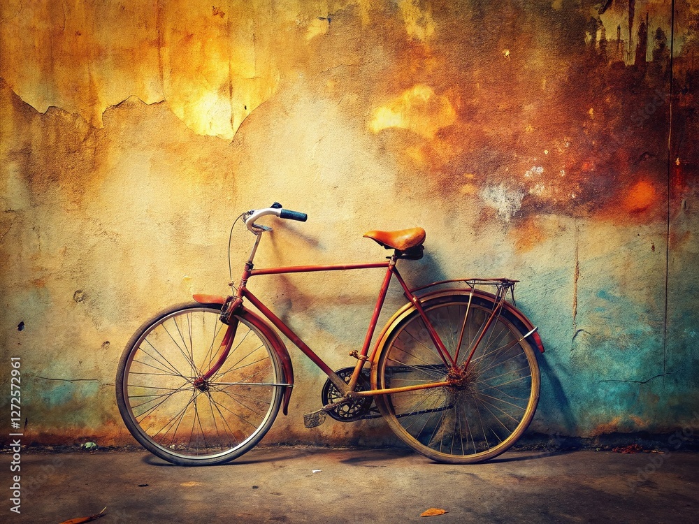 Obraz premium Rusted Vintage Bicycle, Retro Bike, Old Rusty Bike, Abandoned Bicycle Stock Photo