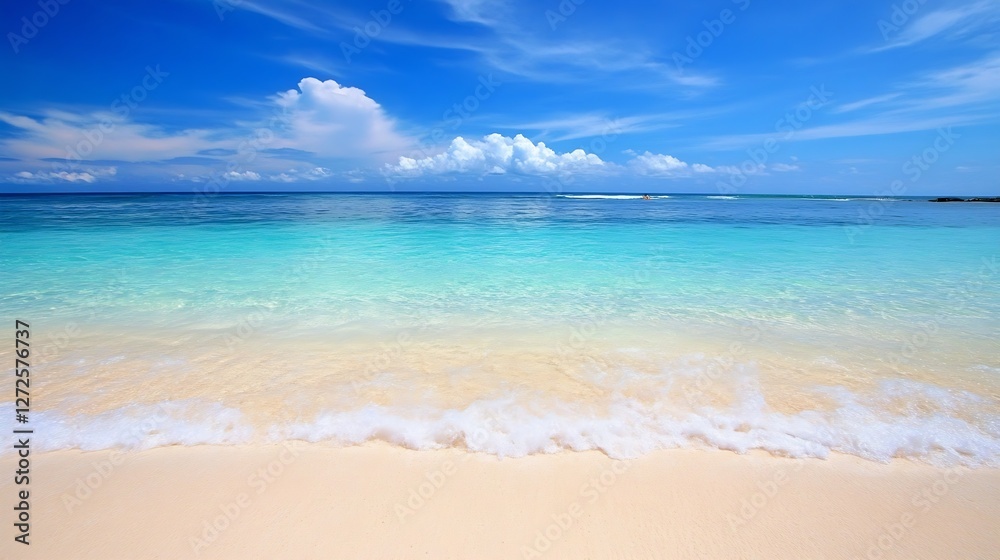 Beautiful Tropical Beach with Crystal Clear Water and White Sand Under Blue Sky : Generative AI Beautiful Tropical Beach with Crystal Clear Water and White Sand Under Blue Sky : Generative AI