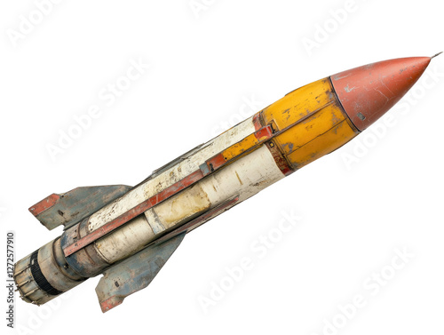 Missile with a warhead isolated on white background. photo