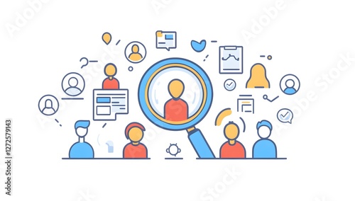 Wallpaper Mural Finding talent; magnifying glass; job search;  social media Torontodigital.ca