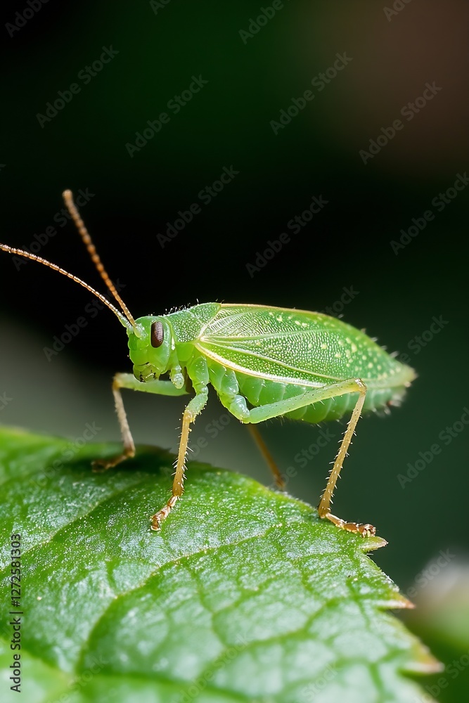 Close Up of a Green Leafhopper Insect Resting on a Leaf Surrounded by Nature : Generative AI Close Up of a Green Leafhopper Insect Resting on a Leaf Surrounded by Nature : Generative AI