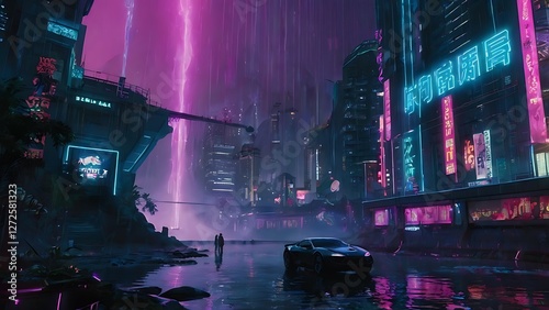 Vibrant Cyberpunk Cityscape at Night