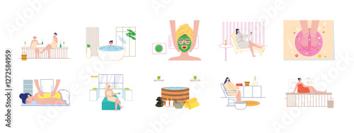 Spa set illustration. Flat vector illustration concept.