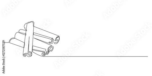 continuous line of cinnamon spice.one line drawing of kitchen spice cinnamon.isolated single line vector illustration