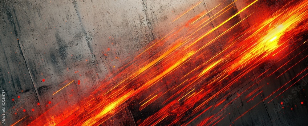 Fototapeta premium Vibrant Flowing Flames with Dynamic Energy on Dark Grunge Textured Background for Abstract Designs and Concepts