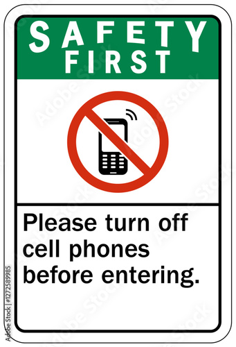 No cellular phone allowed sign please turn off cell phones before entering