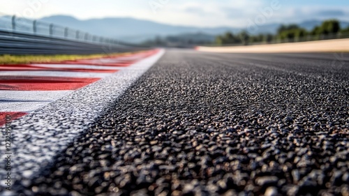 Wallpaper Mural This image features a close-up view of an empty F1 track, highlighting the smooth asphalt and vibrant markings. The serene landscape invites a sense of speed and adventure. Torontodigital.ca