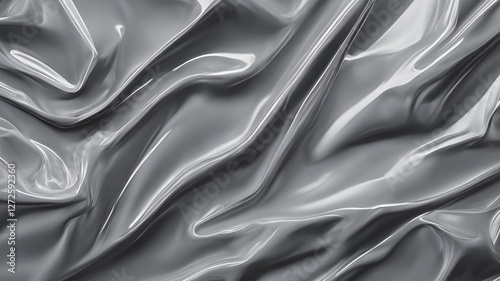 Processed collage of gray plastic cellophane surface texture. Background for banner, backdrop