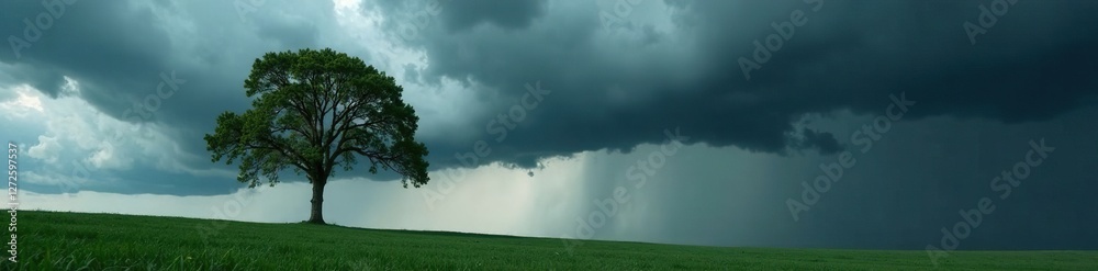 Dark grey storm clouds gathering above a solitary tree, stormy weather, nature, landscape Dark grey storm clouds gathering above a solitary tree, stormy weather, nature, landscape