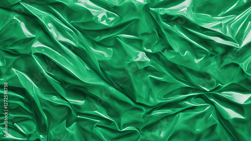 Processed collage of green plastic cellophane surface texture. Background for banner, backdrop
