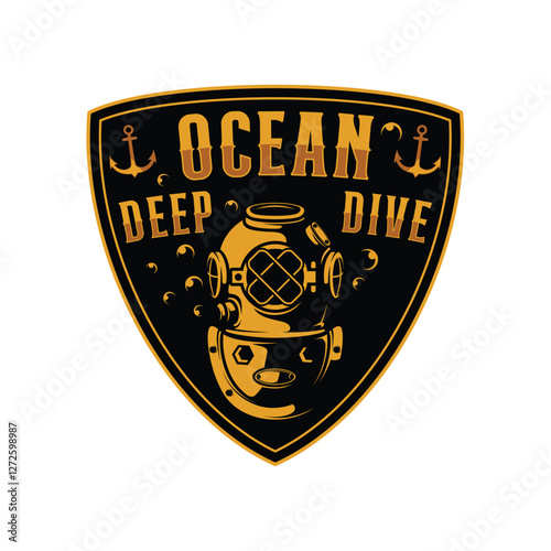 Scuba Diving Outdoor Sport emblem logo design illustration vector