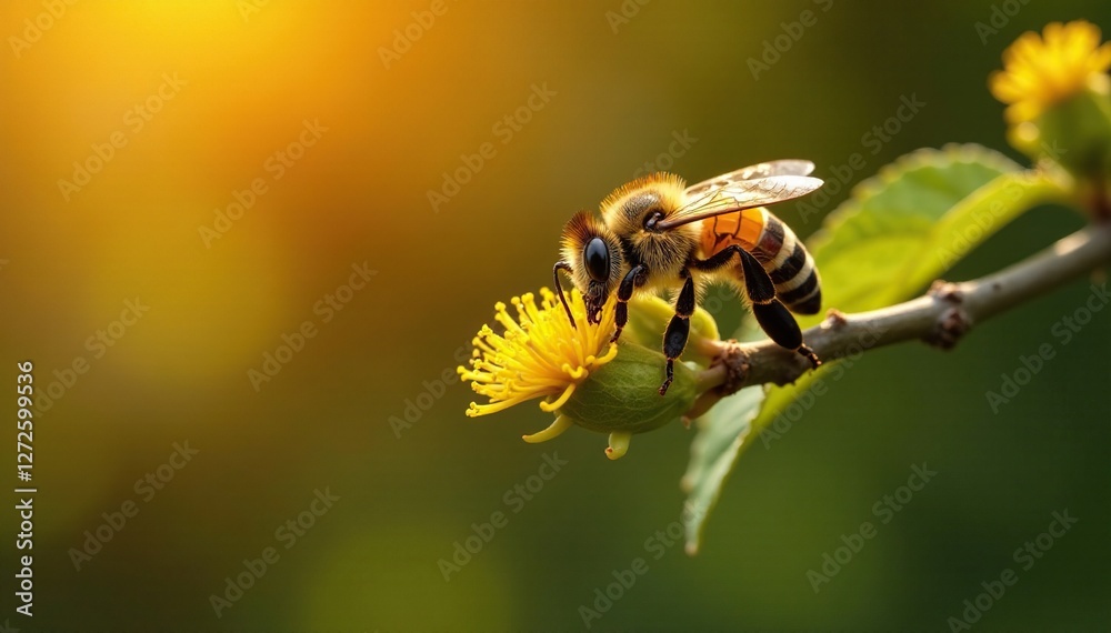 Bees foraging around a dwarf tree branch under orange light, entomology, apiary, orange light Bees foraging around a dwarf tree branch under orange light, entomology, apiary, orange light