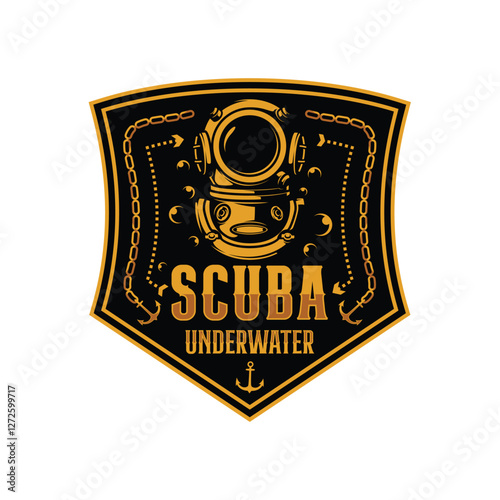Scuba Diving Outdoor Sport emblem logo design illustration vector