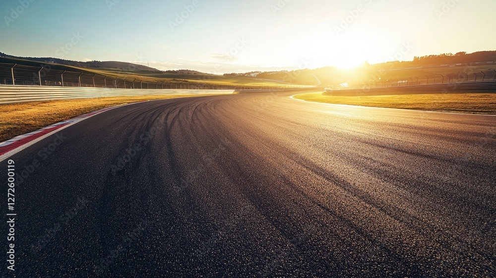 Experience the tranquility of an empty F1 track at sunrise, featuring a stunning panoramic view that captures the essence of speed and serenity. Experience the tranquility of an empty F1 track at sunrise, featuring a stunning panoramic view that captures the essence of speed and serenity.