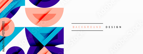 Abstract geometric background shapes forming a modern, symmetrical pattern. Bold contrast, smooth gradients, dynamic composition, futuristic style