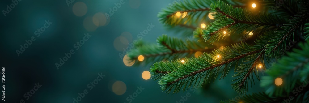 Sparkling lights illuminate lush pine branches, creating a festive backdrop , christmas background, shimmer Sparkling lights illuminate lush pine branches, creating a festive backdrop , christmas background, shimmer
