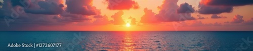 Vibrant sunrise paints Maldives sky, ocean ablaze with color, photo, view