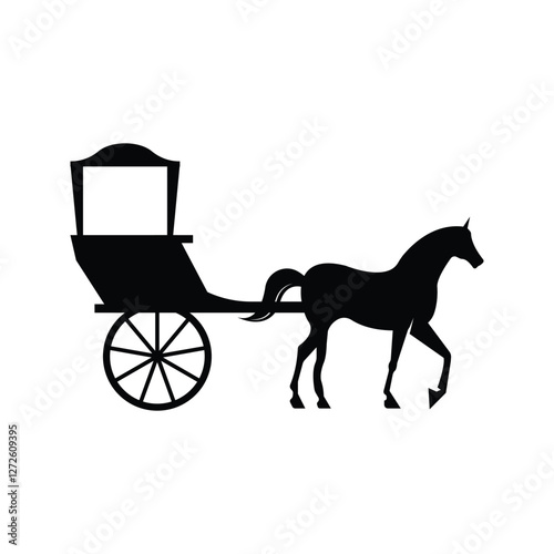 Horse pulling a carriage icon