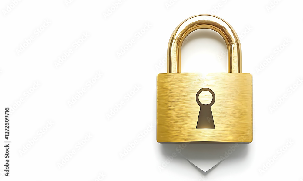 Golden padlock on white background. Security concept Golden padlock on white background. Security concept